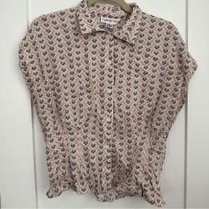 Vintage pink and lavender button down blouse